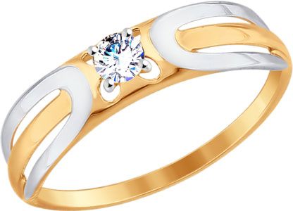 Золотое кольцо SOKOLOV 017635 с фианитом