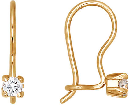 Детские золотые серьги SOKOLOV 020596 с фианитами