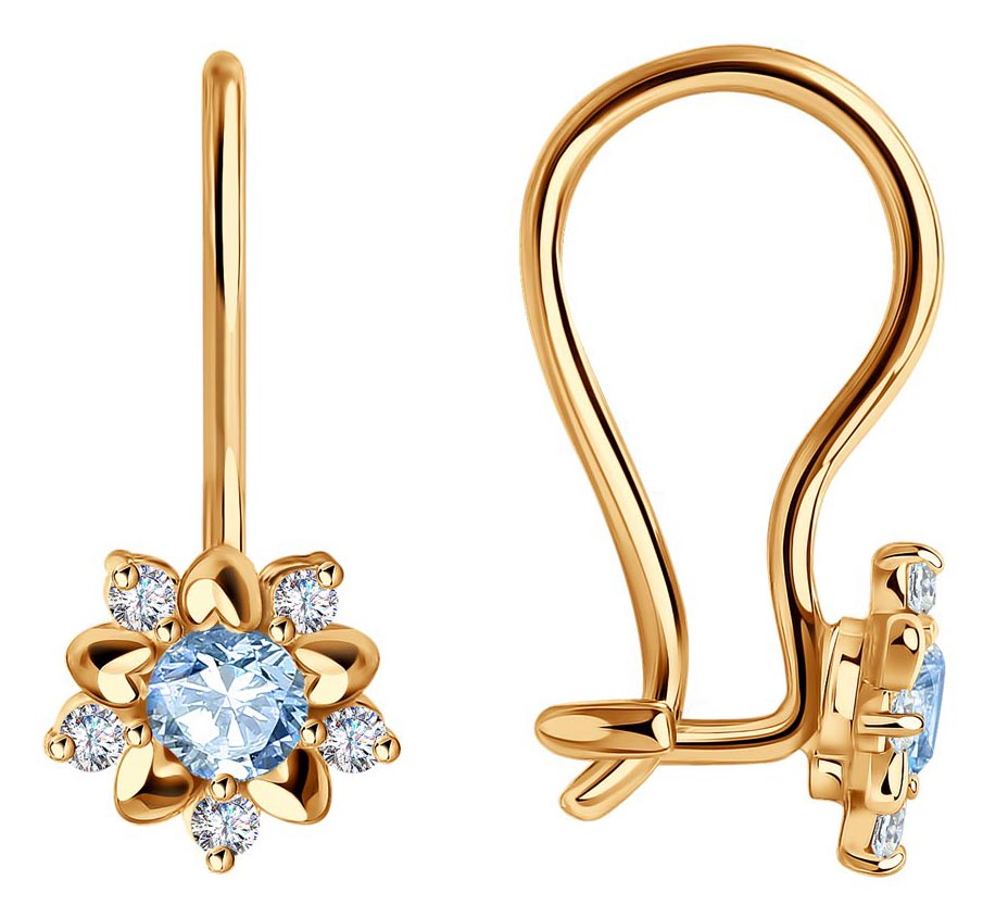 Детские золотые серьги SOKOLOV 024789 с фианитами