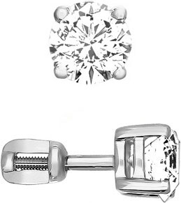 Серьги-пусеты (гвоздики) из белого золота SOKOLOV 025489 с фианитами