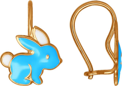 Детские золотые серьги ''Зайчата'' SOKOLOV 027341