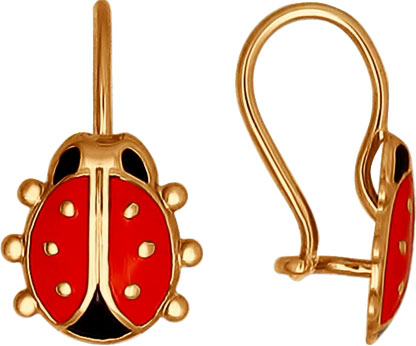 Детские золотые серьги ''Божьи коровки'' SOKOLOV 027344
