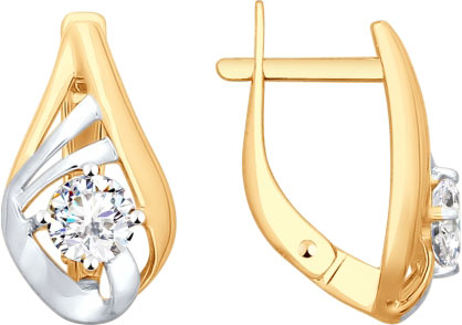 Золотые серьги капельки SOKOLOV 027976 с фианитами