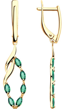 Золотые серьги с подвесками SOKOLOV 028243 с фианитами