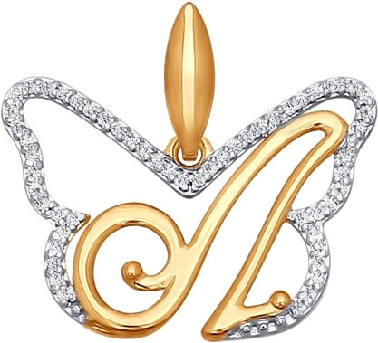 Золотой кулон ''Буква Л'' SOKOLOV 034691 с фианитами