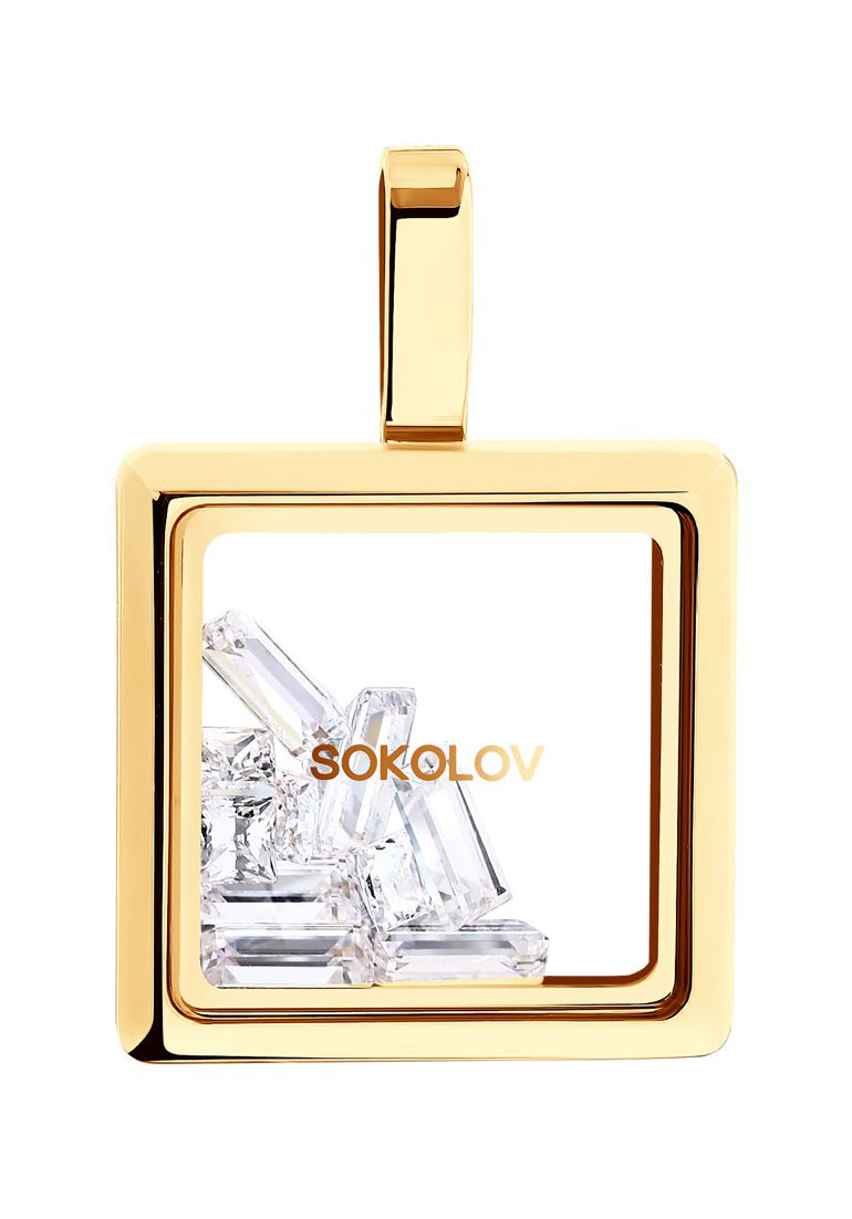 Золотой кулон SOKOLOV 035349 с фианитами, стеклом