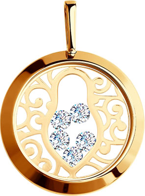 Золотой кулон ''Матрешка'' SOKOLOV 035468 с фианитами Swarovski