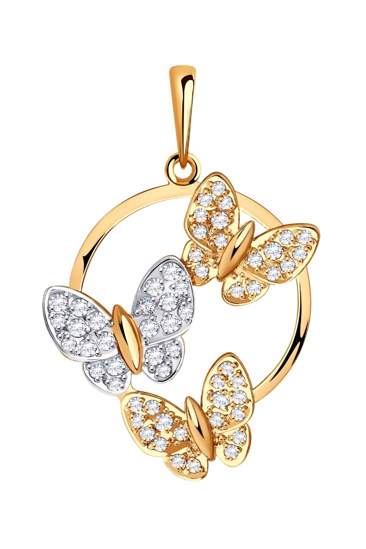 Золотая подвеска ''Бабочки'' SOKOLOV 035944 с фианитами