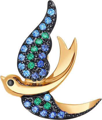 Золотая брошь SOKOLOV 040192 с фианитами