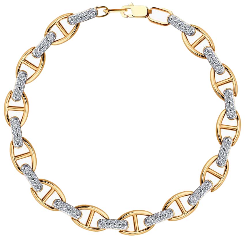 Золотые браслет цепь Sokolov 051619_s с фианитами