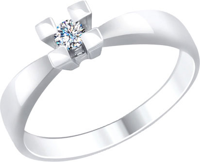 Помолвочное кольцо из белого золота SOKOLOV 1011676 с бриллиантом