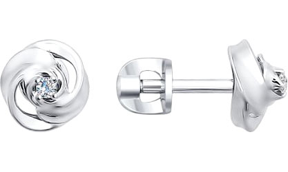 Серьги из белого золота SOKOLOV 1020881 с бриллиантами
