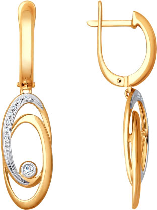 Золотые серьги с подвесками SOKOLOV 1021238 с бриллиантами