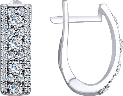 Серьги из белого золота SOKOLOV 1021252 с бриллиантами