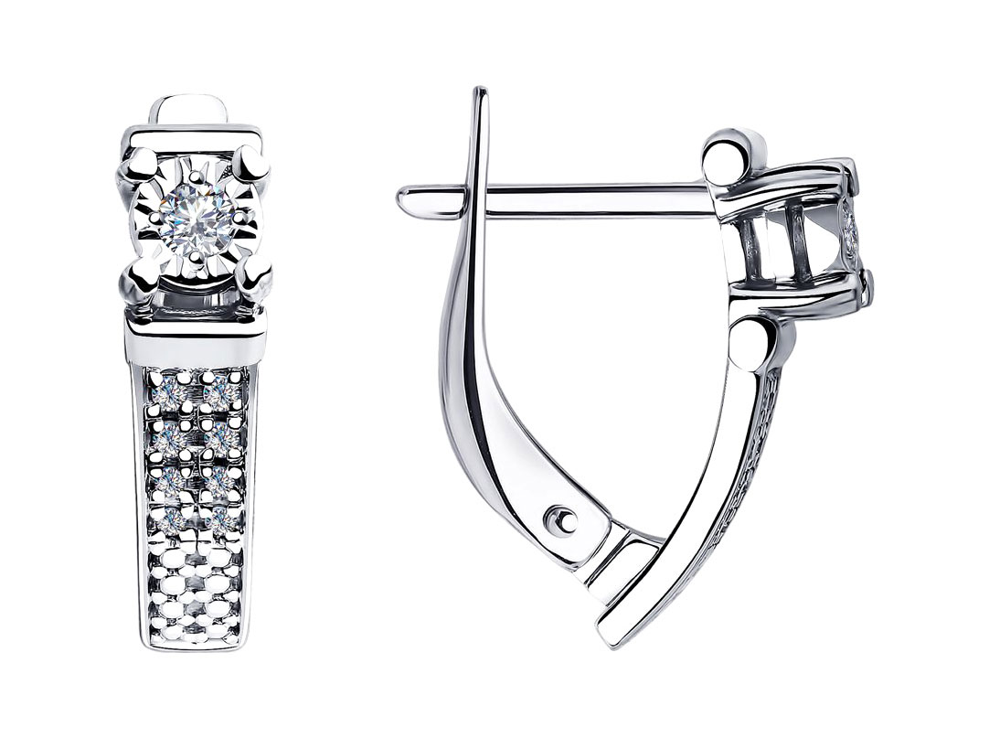 Серьги из белого золота SOKOLOV 1021314 с бриллиантами