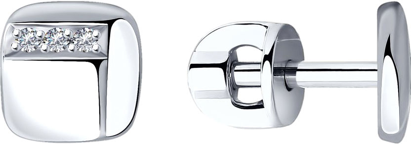 Серьги пусеты-гвоздики из белого золота SOKOLOV 1021426 с бриллиантами