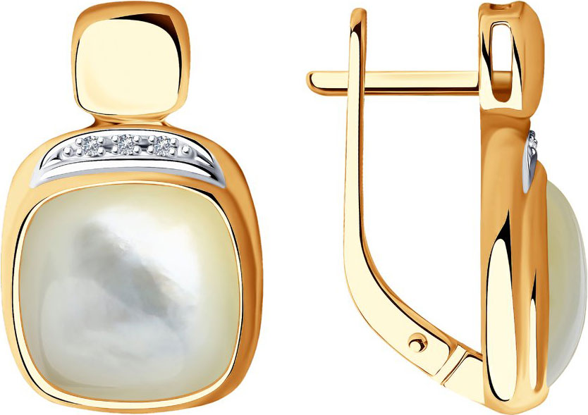Золотые серьги SOKOLOV 1021438 с бриллиантами, перламутром