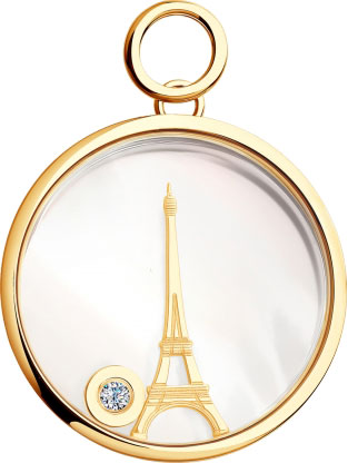 Золотой кулон SOKOLOV 1030423_s c бриллиантом, перламутром, ювелирным стеклом