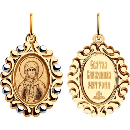 Золотая иконка ''Святая Матрона Московская'' SOKOLOV 104195 с эмалью