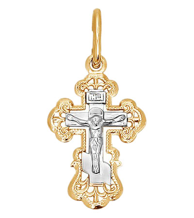 Золотой православный крестик с распятием SOKOLOV 120092
