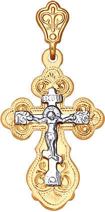 Женский золотой православный крестик с распятием SOKOLOV 121160