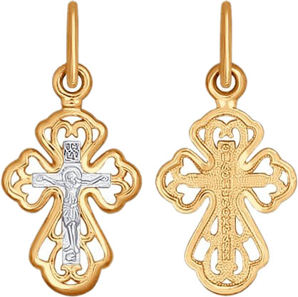 Золотой православный крестик с распятием SOKOLOV 121379