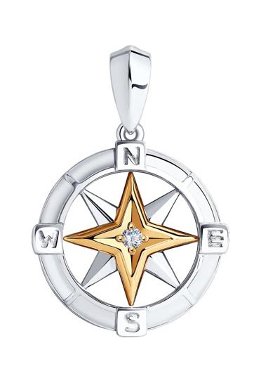 Серебряный медальон SOKOLOV 1930008 c бриллиантом