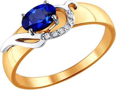 Золотое кольцо SOKOLOV 2010983 с сапфиром, бриллиантами