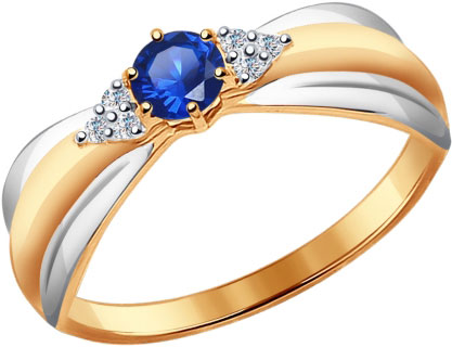 Золотое кольцо SOKOLOV 2011047 с сапфиром, бриллиантами