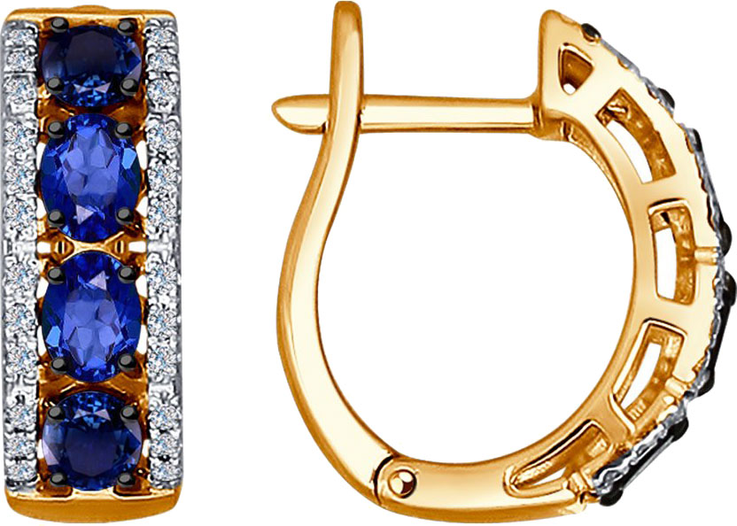 Золотые серьги SOKOLOV 2020869 с сапфирами, бриллиантами