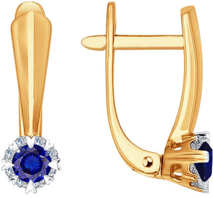 Золотые серьги SOKOLOV 2020919 с сапфирами, бриллиантами