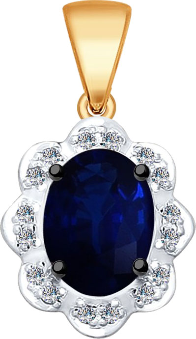Золотой кулон SOKOLOV 2030240 с сапфиром, бриллиантами