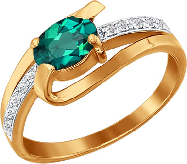Золотое кольцо SOKOLOV 3010259 с изумрудом, бриллиантами