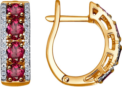 Золотые серьги SOKOLOV 4020385 с рубинами, бриллиантами