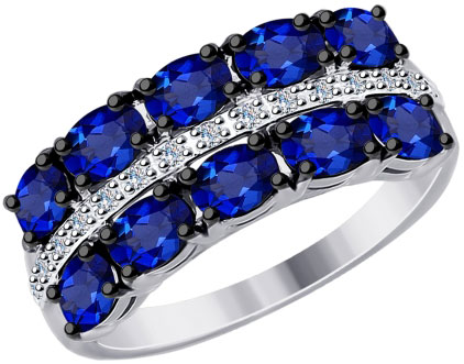 Кольцо из белого золота SOKOLOV 6012133 с бриллиантами, корундами