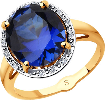 Женский золотой перстень SOKOLOV 6012149 с корундом, бриллиантами