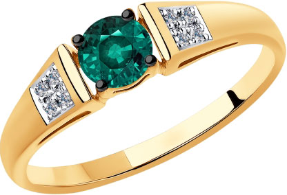 Золотое кольцо SOKOLOV 6017027 с гидротермальным изумрудом, бриллиантами