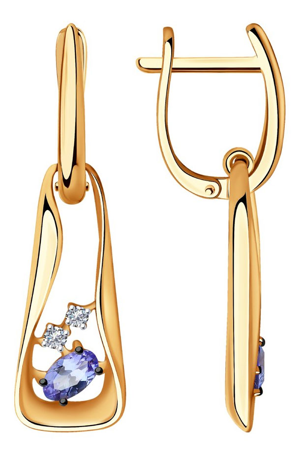 Золотые серьги с подвесками SOKOLOV 6024139 с танзанитами, бриллиантами