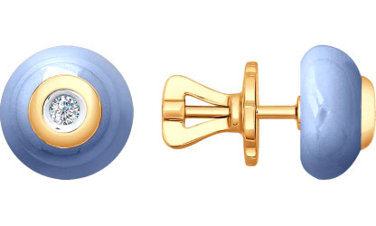 Серьги-пусеты (гвоздики) из керамики SOKOLOV 6025040 с бриллиантами