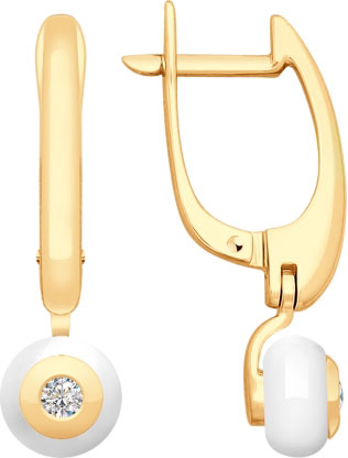 Серьги из керамики SOKOLOV 6025046 с бриллиантами