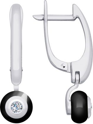 Керамические серьги SOKOLOV 6025087 с бриллиантами