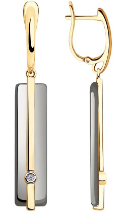 Серьги с подвесками из керамики SOKOLOV 6025115 с бриллиантами