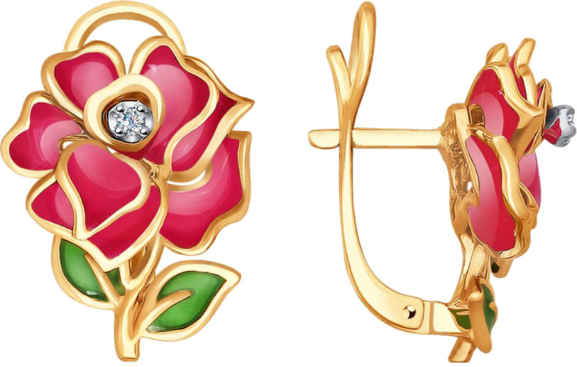 Купить Золотые Серьги Роза