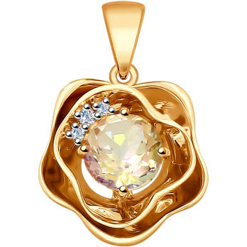 Золотая подвеска SOKOLOV 6034033 с морганитом, бриллиантами