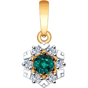 Золотая подвеска SOKOLOV 6037008 с изумрудом, бриллиантами