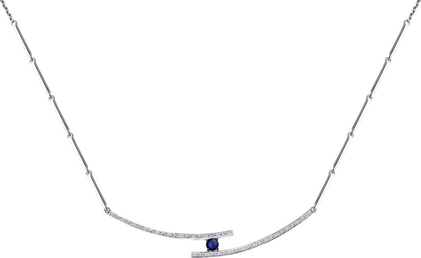 Колье цепь из белого золота SOKOLOV 6072007 с корундом, бриллиантами