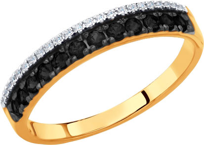 Золотое кольцо SOKOLOV 7010056 с черными бриллиантами, бриллиантами