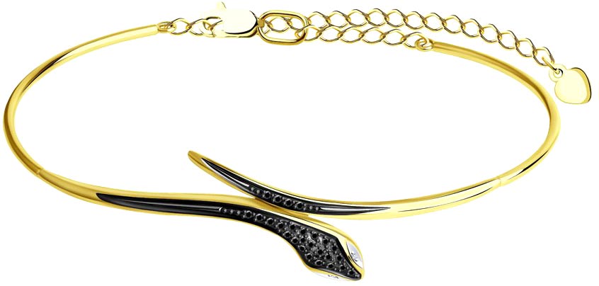 Золотой жесткий браслет на руку SOKOLOV 7050004-2 с черными бриллиантами, бриллиантами