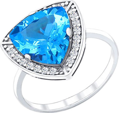 Кольцо из белого золота SOKOLOV 710384 с топазом, фианитом
