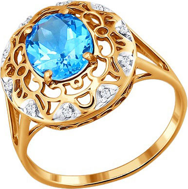 Золотой перстень SOKOLOV 713164 с топазом, фианитами